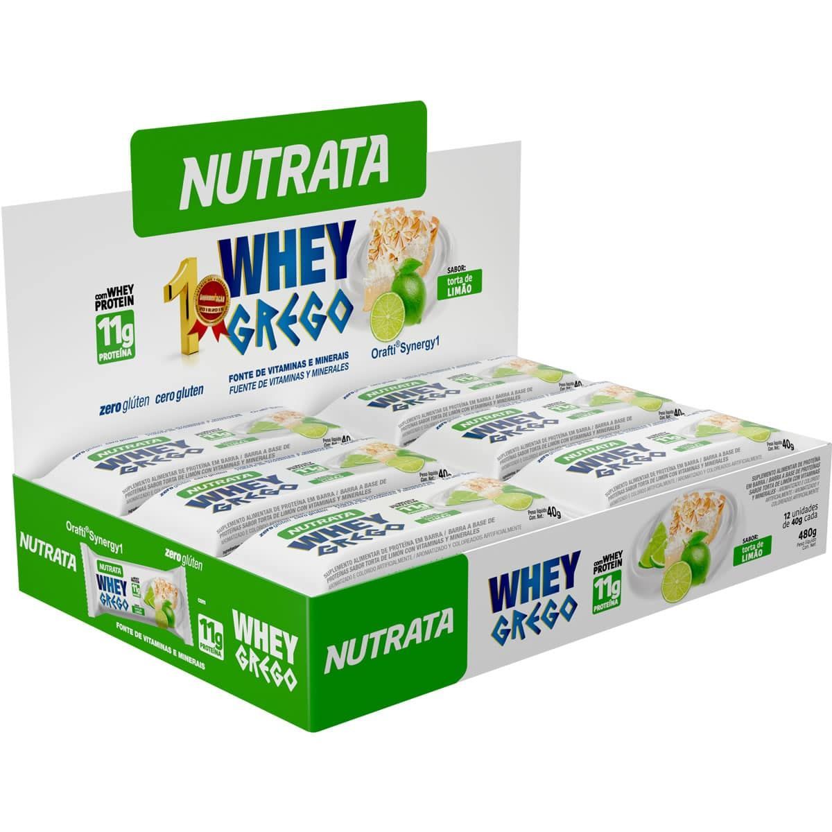 Barra Whey Grego Bar - 12 Unidades de 40g Torta de Lim�o - Nutrata*** Data Venc. 30/03/2024