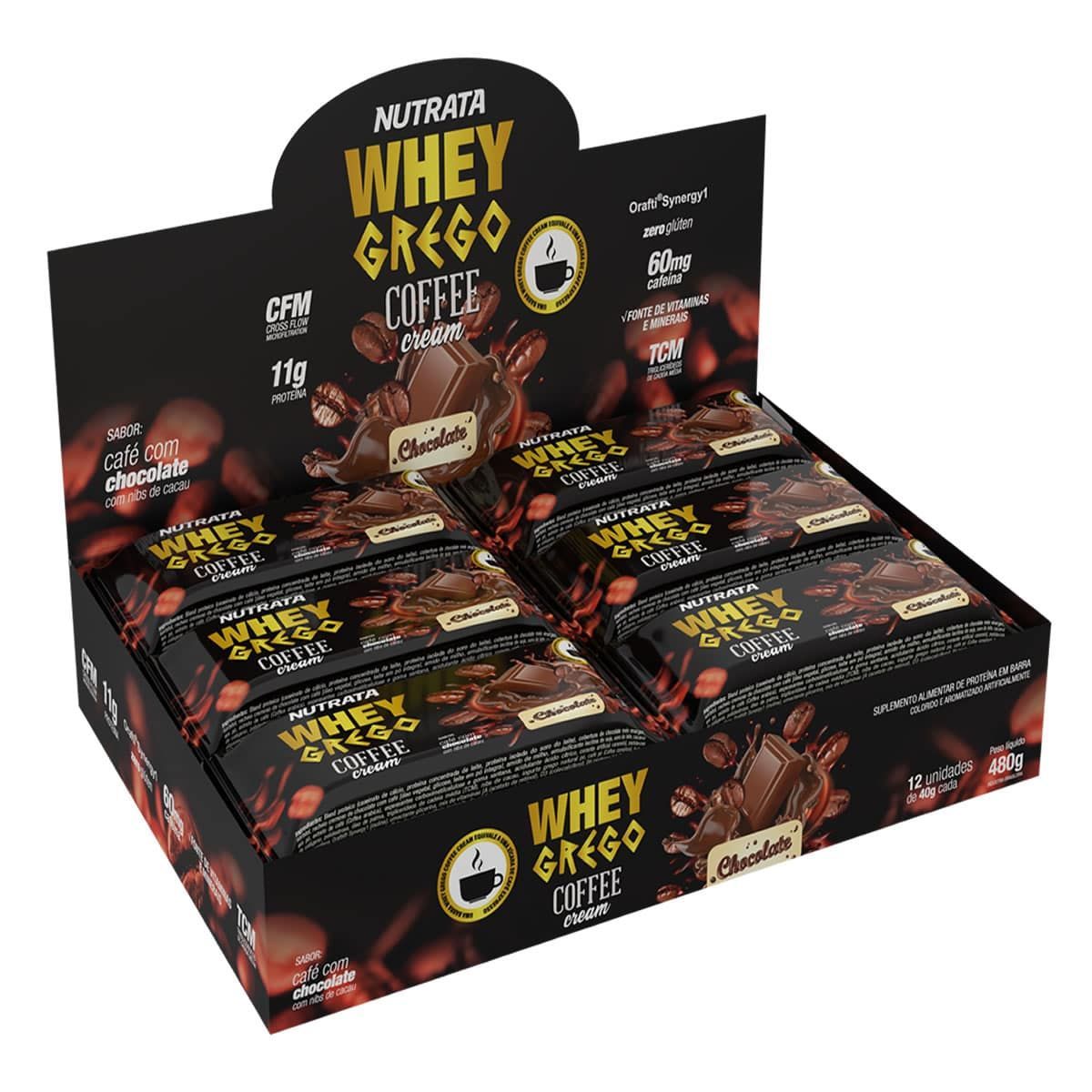 Barra Whey Grego Bar Coffee Cream - 12 Unidades 40g Caf� com Chocolate - Nutrata