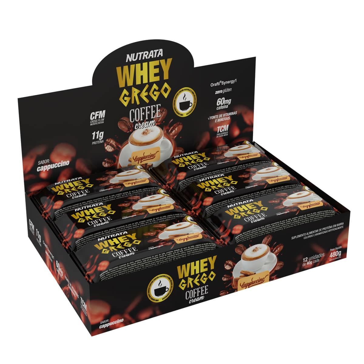 Barra Whey Grego Bar Coffee Cream - 12 Unidades 40g Cappuccino - Nutrata