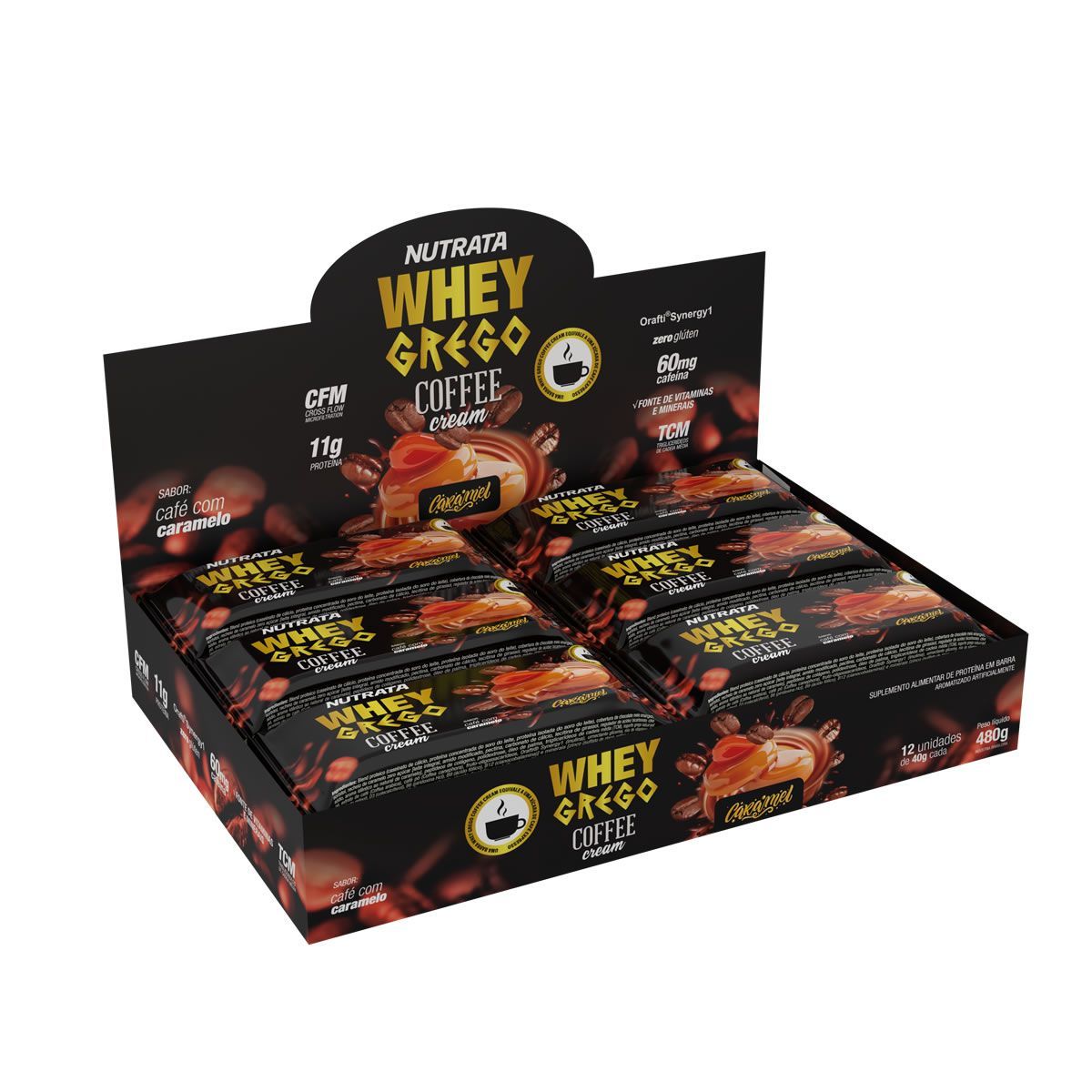 Barra Whey Grego Bar Coffee Cream - 12 Unidades 40g Caf� Com Caramelo - Nutrata