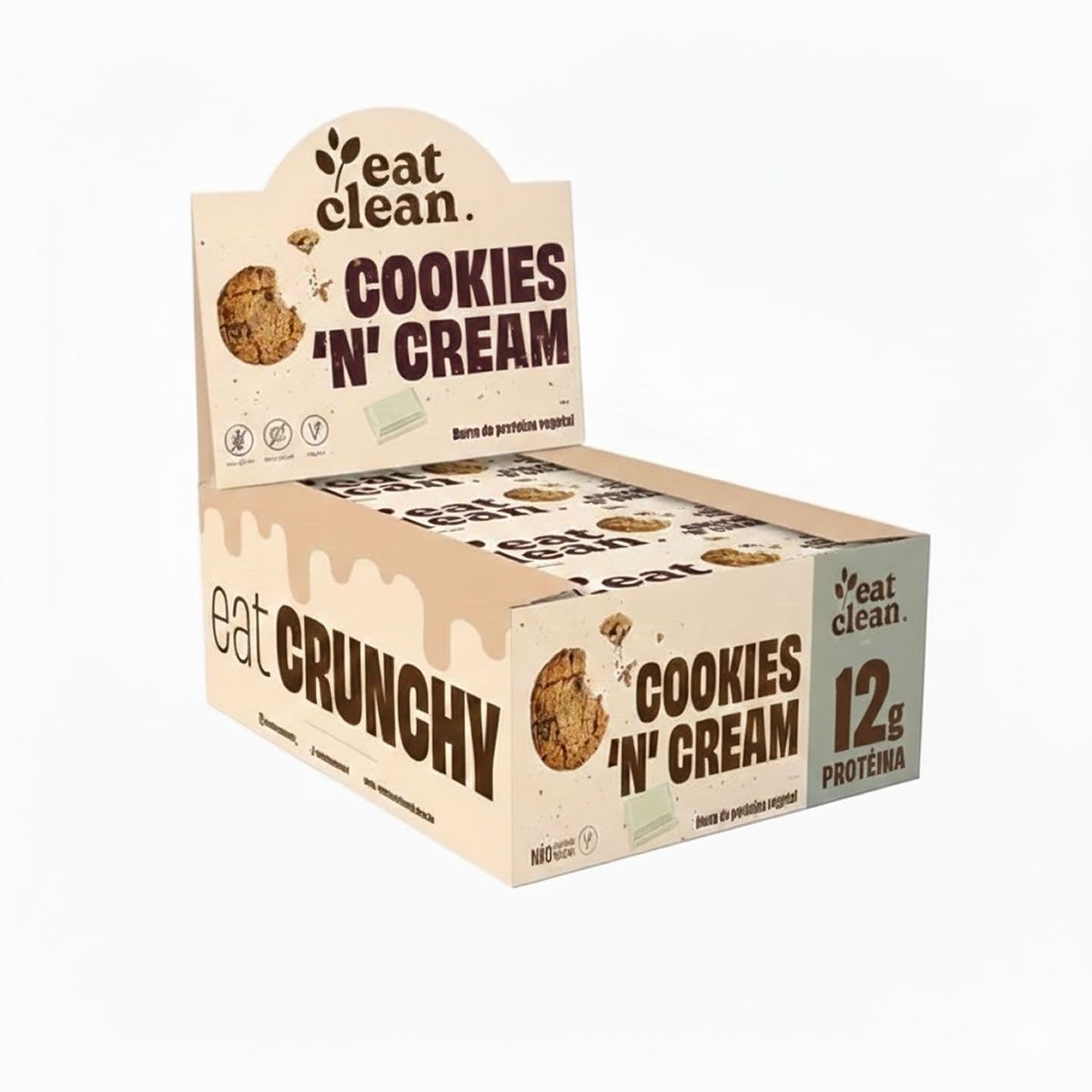 Barrinha de Proteina - 12 Barras 45g Cookies & Cream - Eat Clean