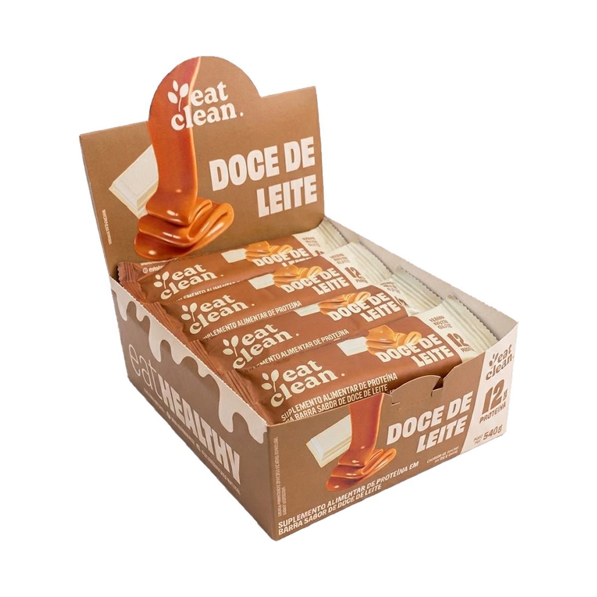 Barrinha de Proteina - 12 Barras 45g Doce de Leite - Eat Clean