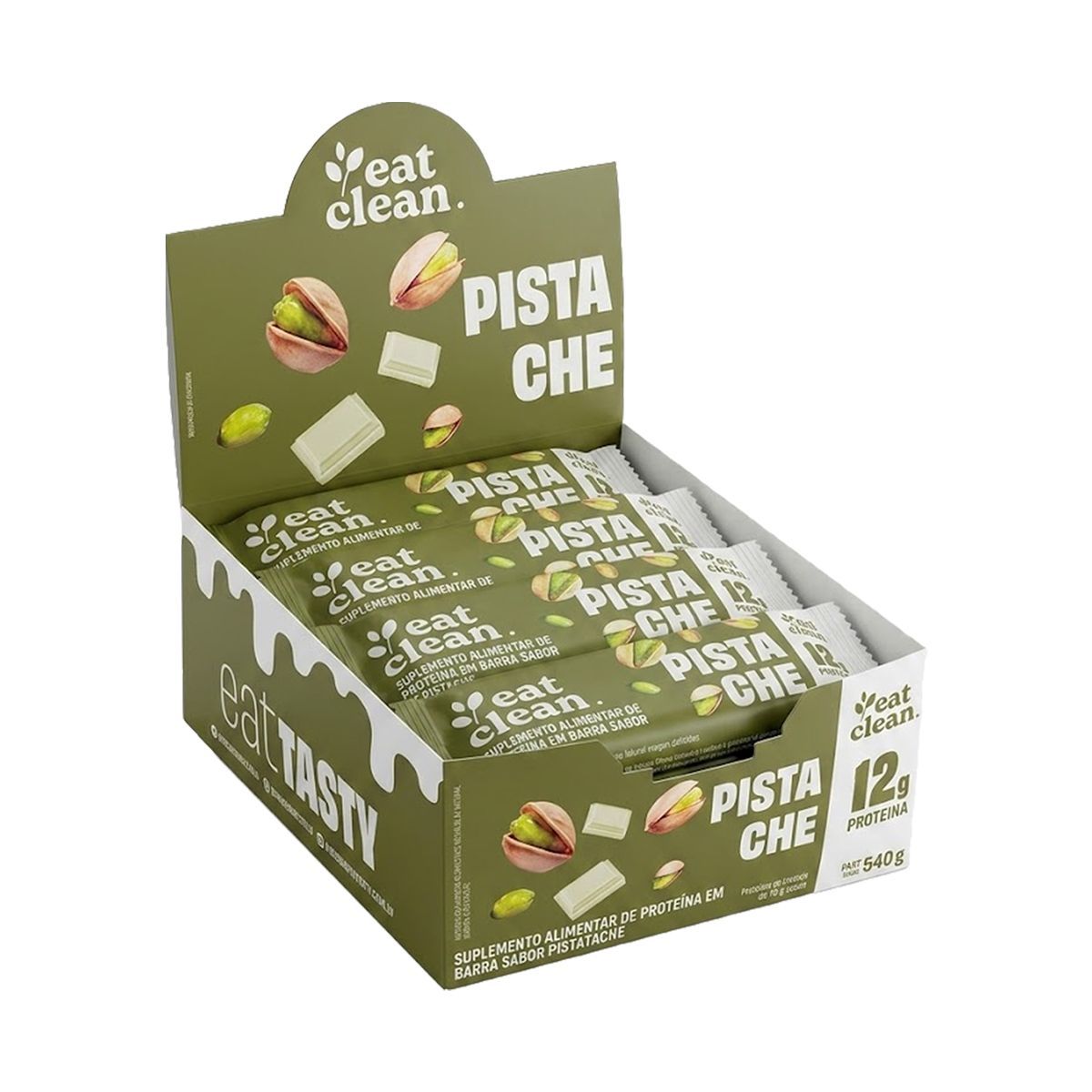 Barrinha de Proteina - 12 Barras 45g Pistache - Eat Clean