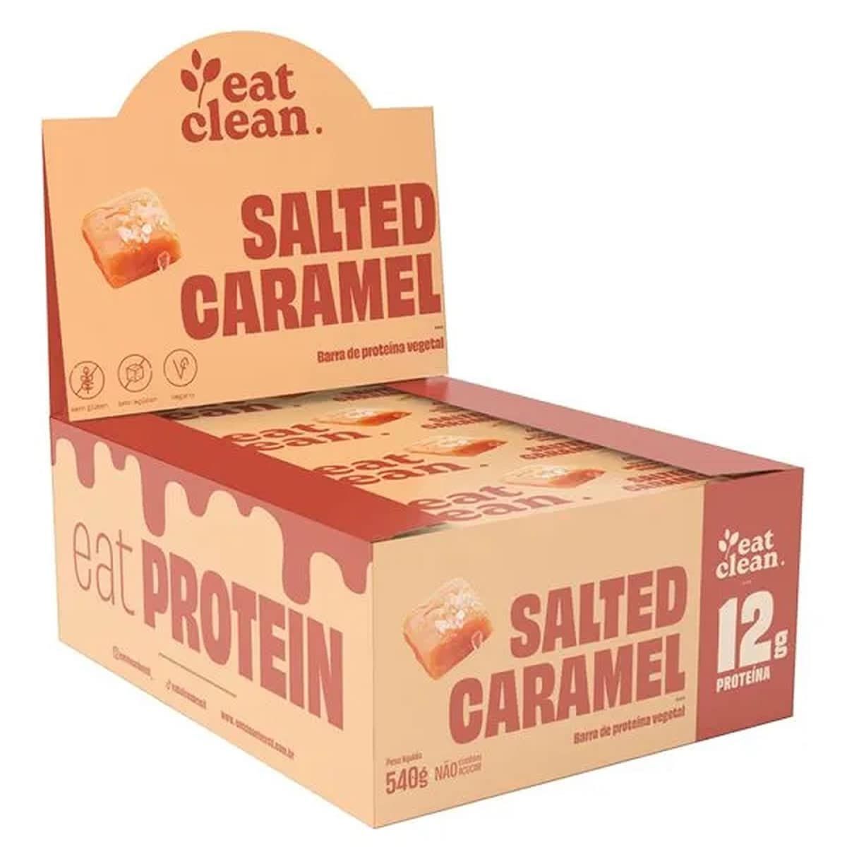 Barrinha de Proteina - 12 Barras 45g Salted Caramel - Eat Clean*** Data Venc. 15/03/2025