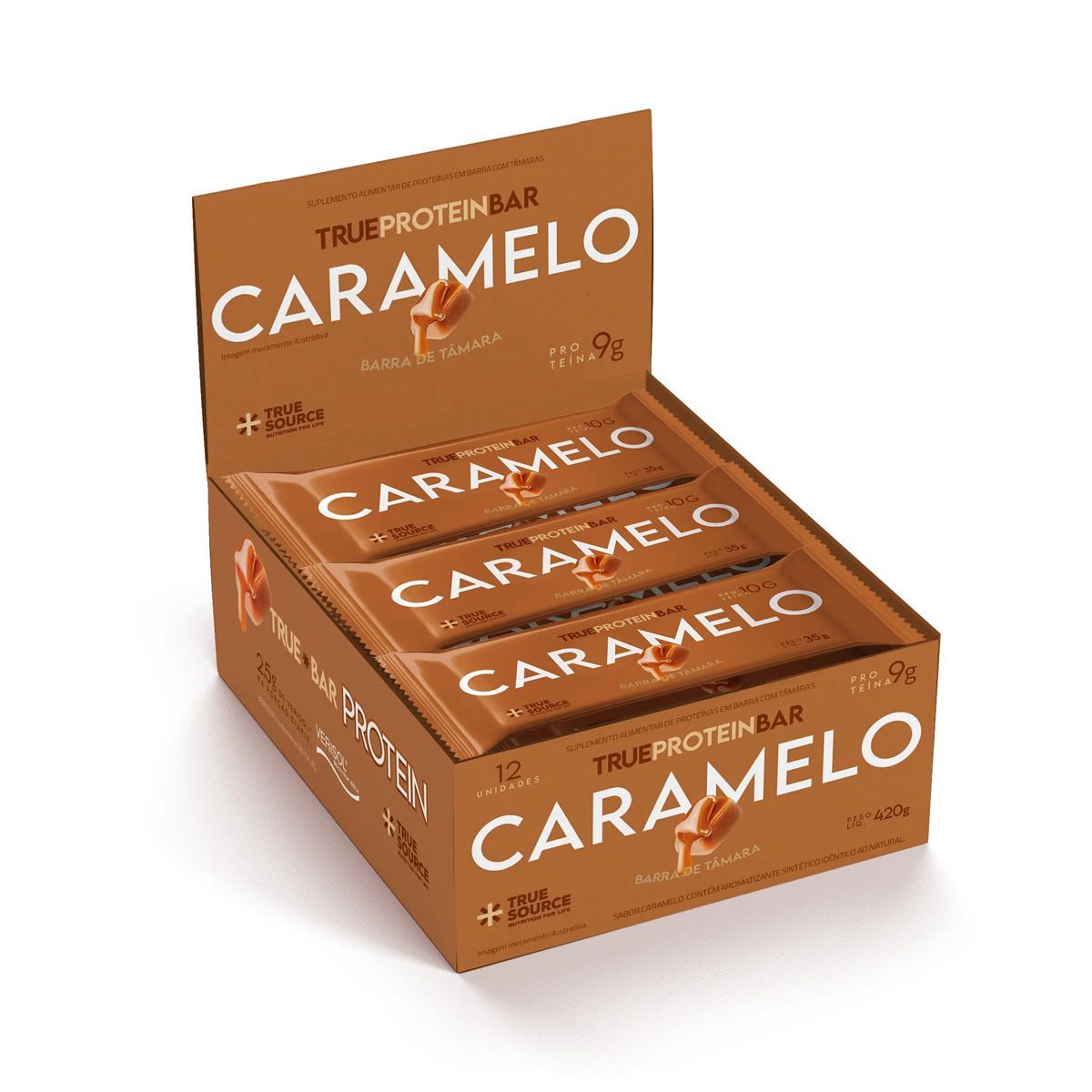 Barrinha de T�mara True Bar Protein - 12 Unidades de 35g Caramelo - True Source