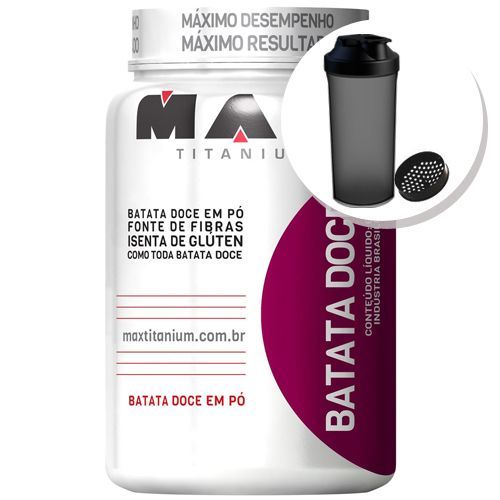 Batata Doce em P� - 600g + Coqueteleira 600ml Preta - Max Titanium