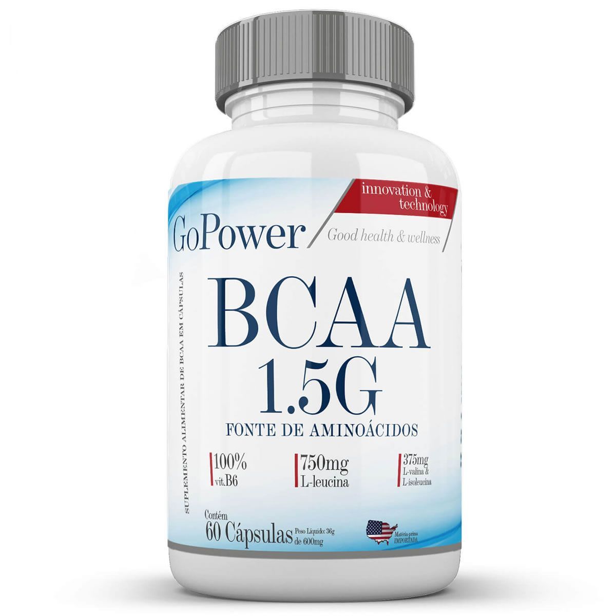 BCAA 1.5g - 60 C�psulas - GoPower*** Data Venc. 30/8/23