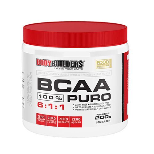 Bcaa 100% Puro 6:1:1 - 200g Sem Sabor - BodyBuilders