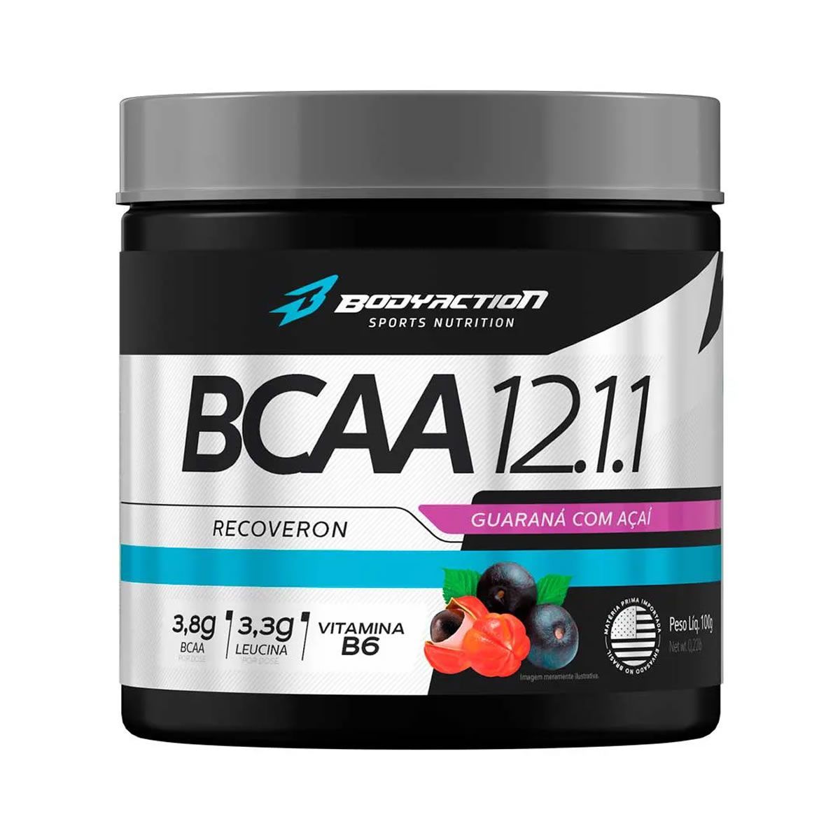 BCAA 12:1:1 Recoveron - 100g A�a� c/ Guaran� - BodyAction*** Data Venc. 30/01/2023
