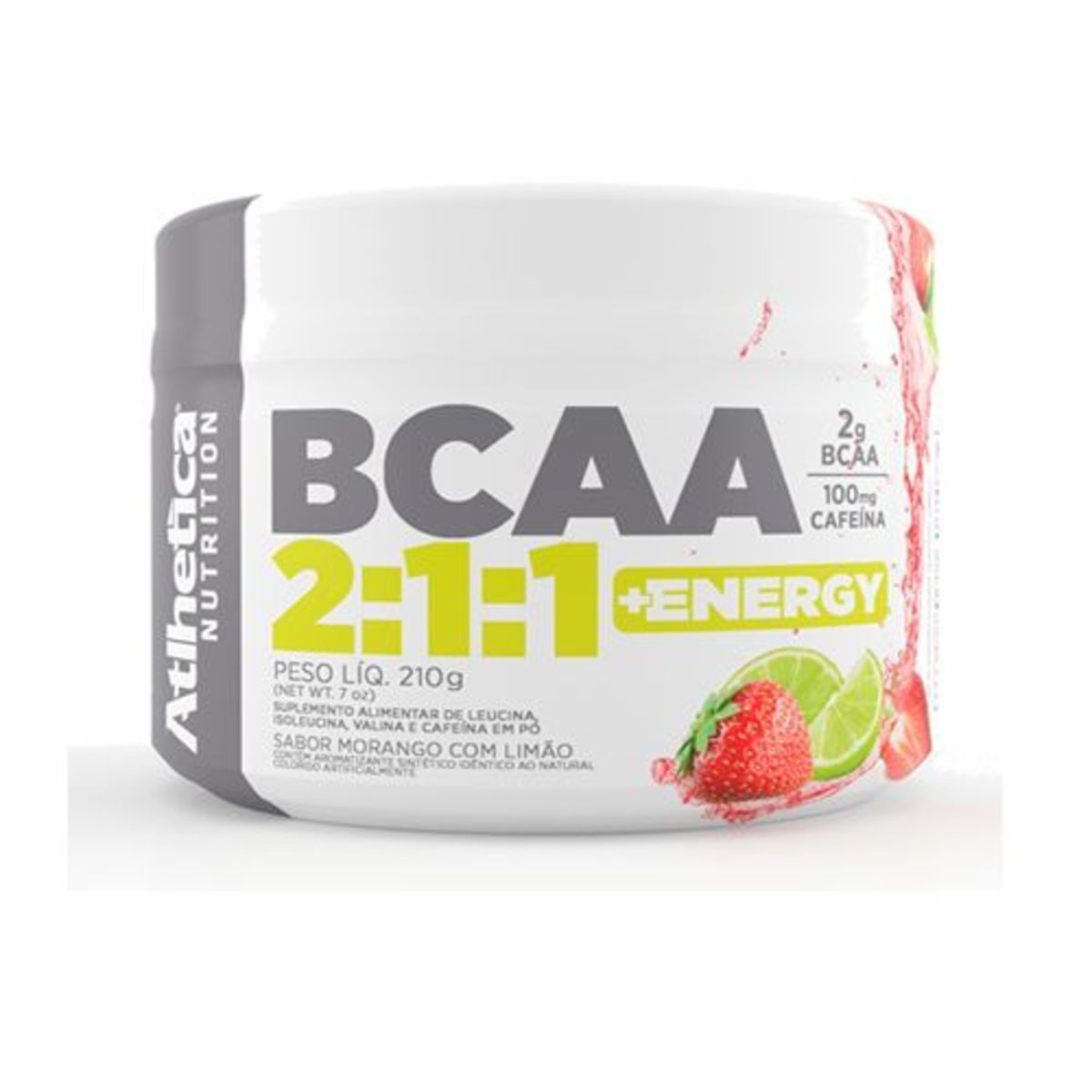 Bcaa 2:1:1 + Energy - 210g Morango C/ Lim�o - Atlhetica	*** Data Venc. 20/03/2025