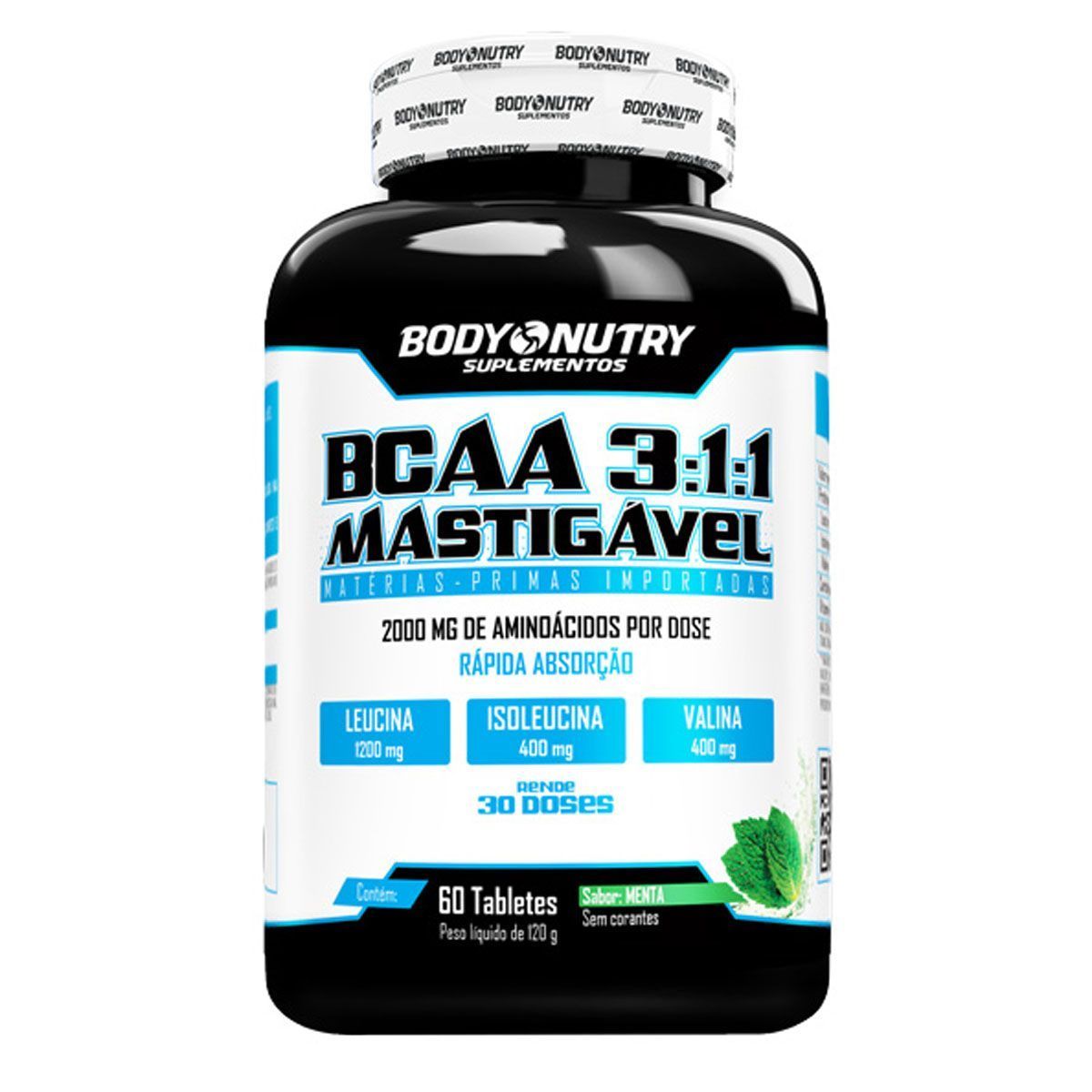 Bcaa 3:1:1 Mastig�vel - 150 Tabletes Menta - Body Nutry*** Data Venc. 05/12/2020