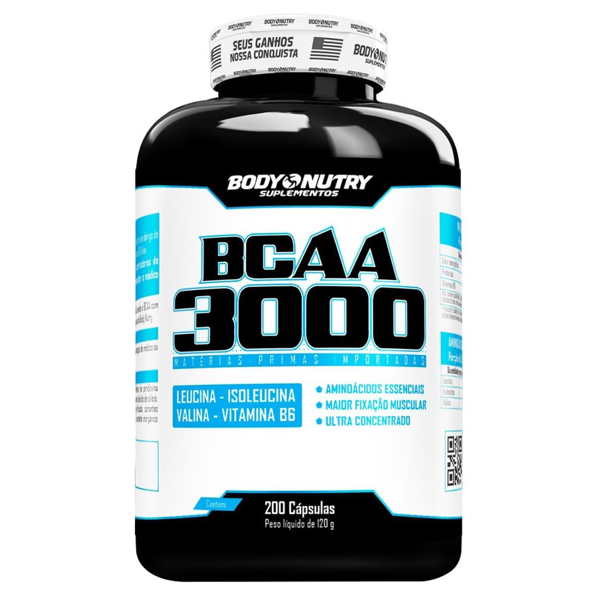 BCAA 3000 - 200 C�psulas - Body Nutry