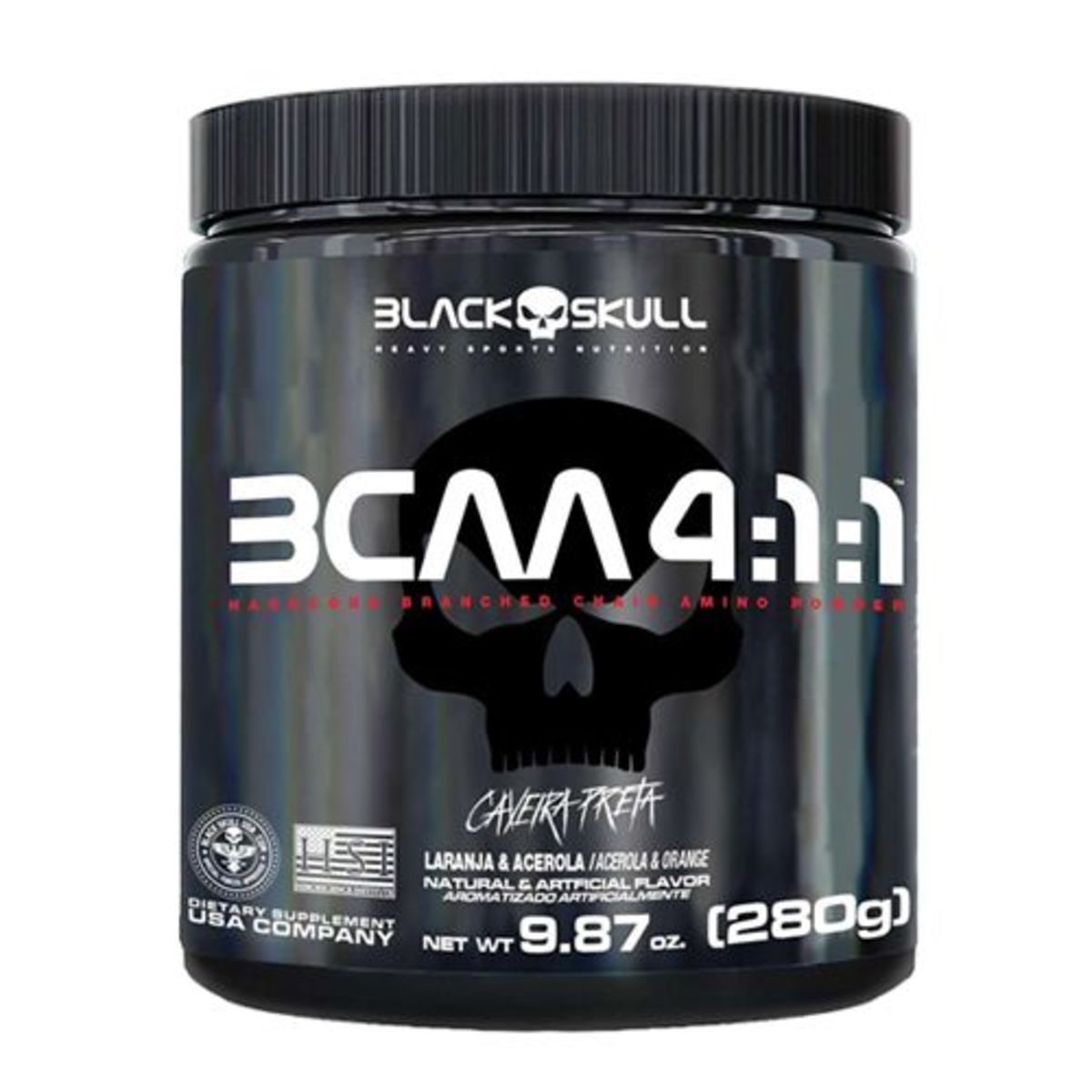 Bcaa 4:1:1 Caveira Preta - 280g Laranja e Acerola - Black Skull