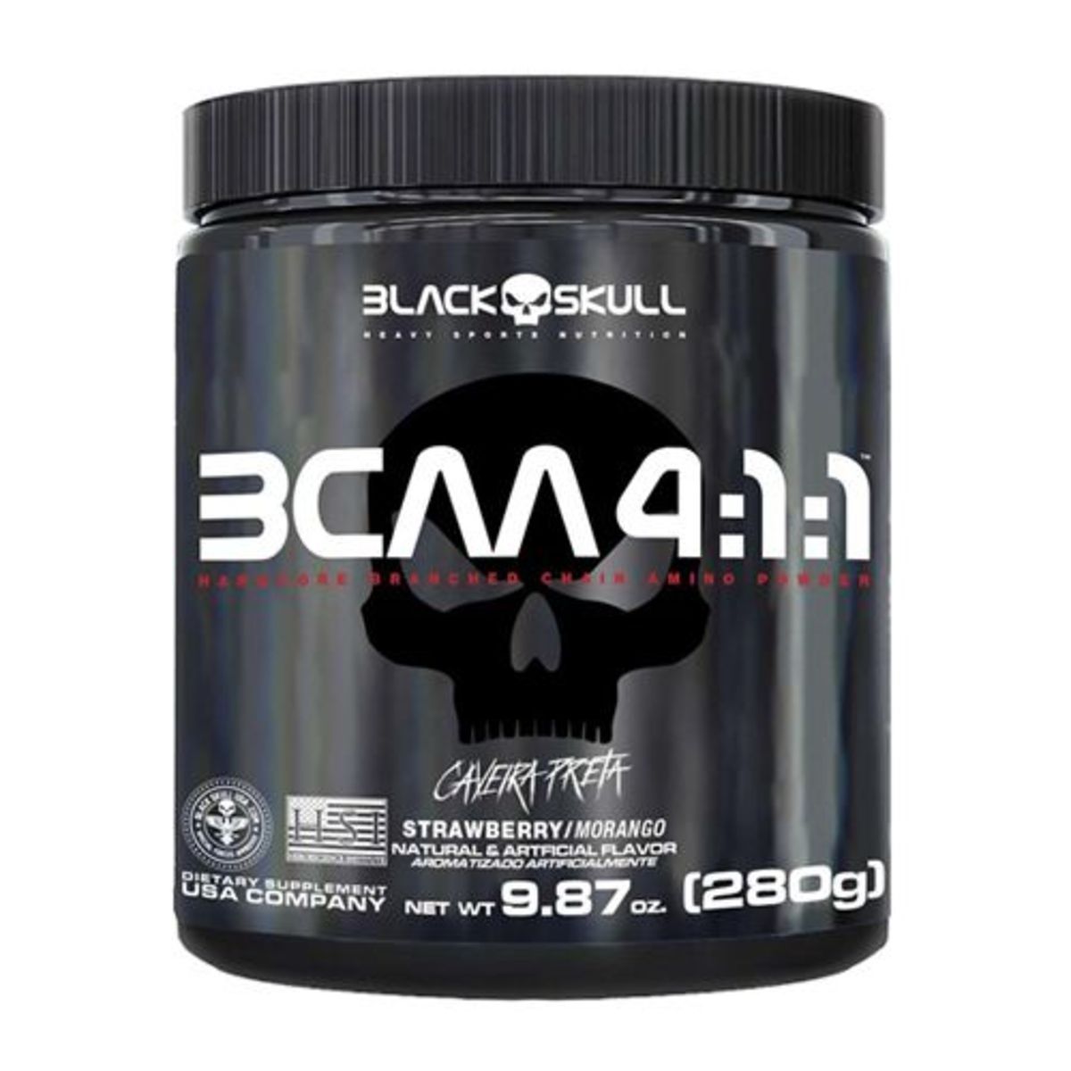 Bcaa 4:1:1 Caveira Preta - 280g Morango - Black Skull
