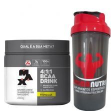 BCAA 4:1:1 Drink maracuja - 280g + Coqueteleira 600ml Preta - Max Titanium