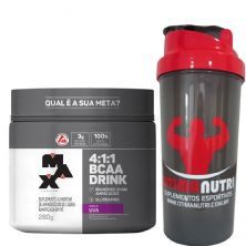 BCAA 4:1:1 Drink uva - 280g + Coqueteleira 600ml Preta - Max Titanium