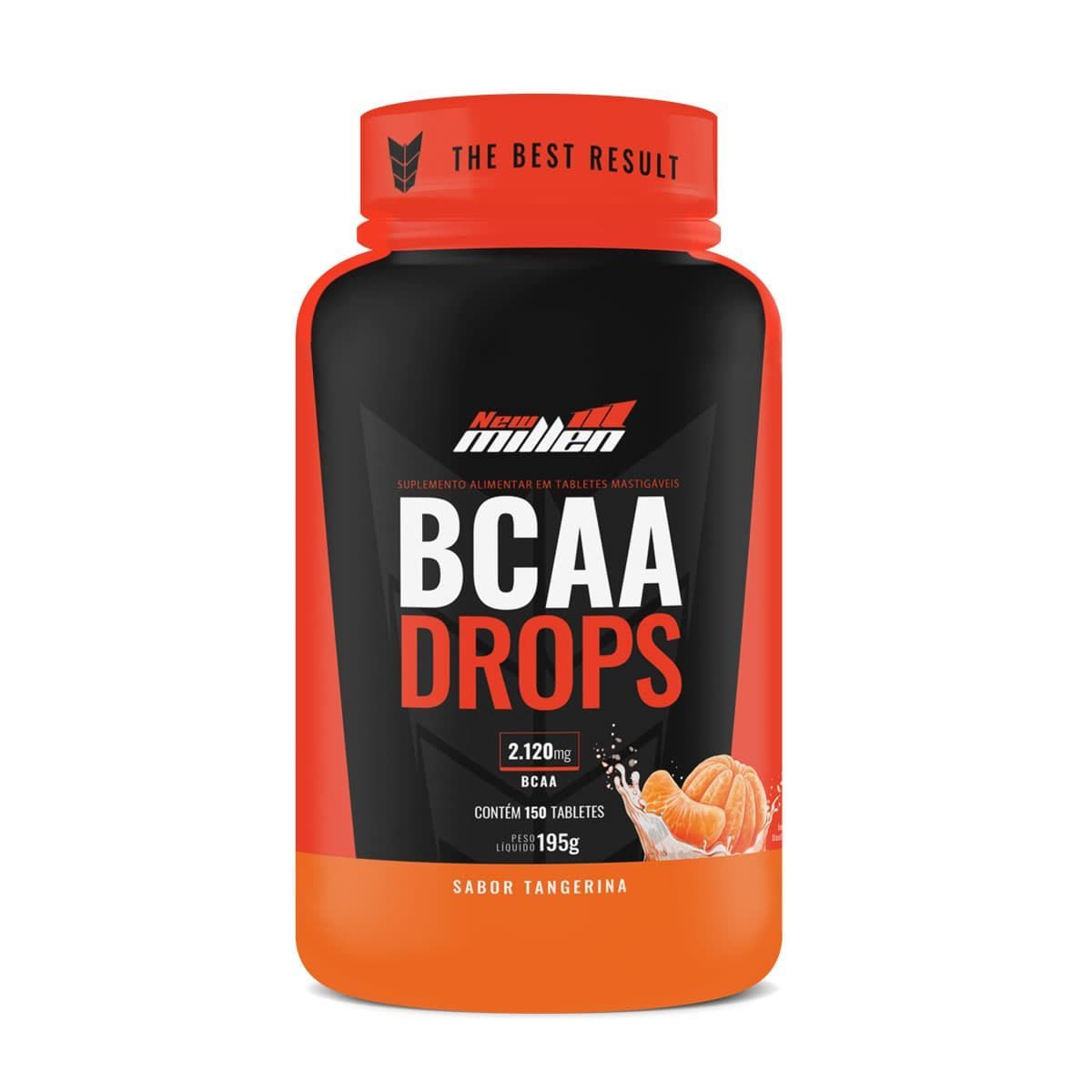 BCAA Drops 2.120mg - 150 Tabletes Sabor Tangerina -  New Millen*** Data Venc. 23/6/2023