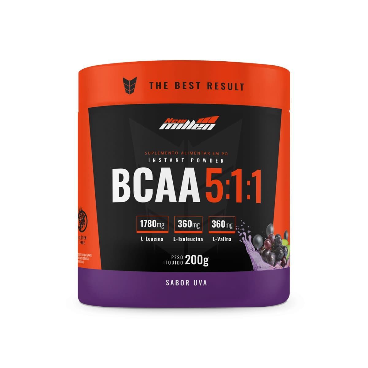 Bcaa Instant Powder 5:1:1 - 200g Uva - New Millen