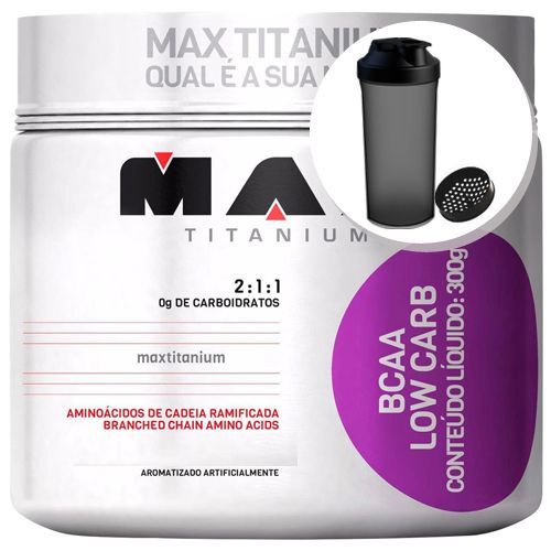 BCAA Low Carb - Ma�� Verde 300g + Coqueteleira 600ml Preta - Max Titanium