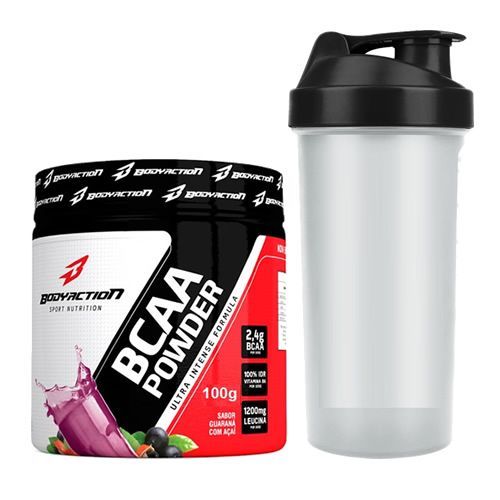 BCAA Powder - Muscle Builder - 100g Guarana com A�a� +  Coqueteleira - BodyAction