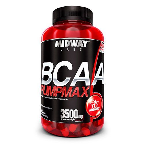 BCAA Pumpmax - 120 C�psulas Nova F�rmula 3500mg de BCAA - Midway