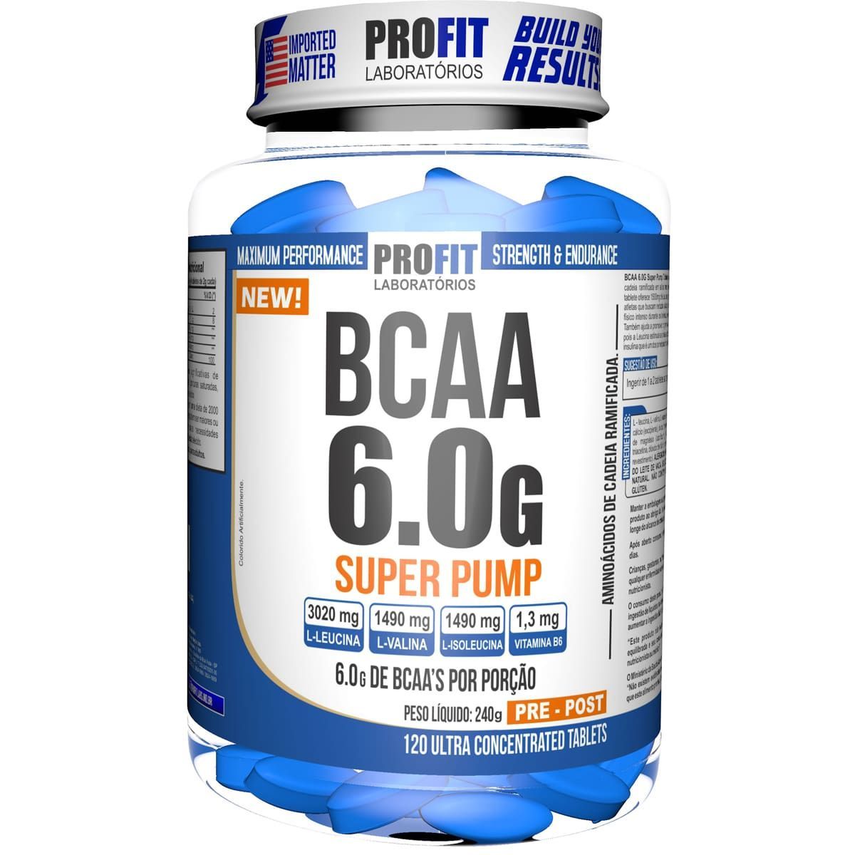 Bcaa Super Pump 6g - 120 Tabletes - ProFit