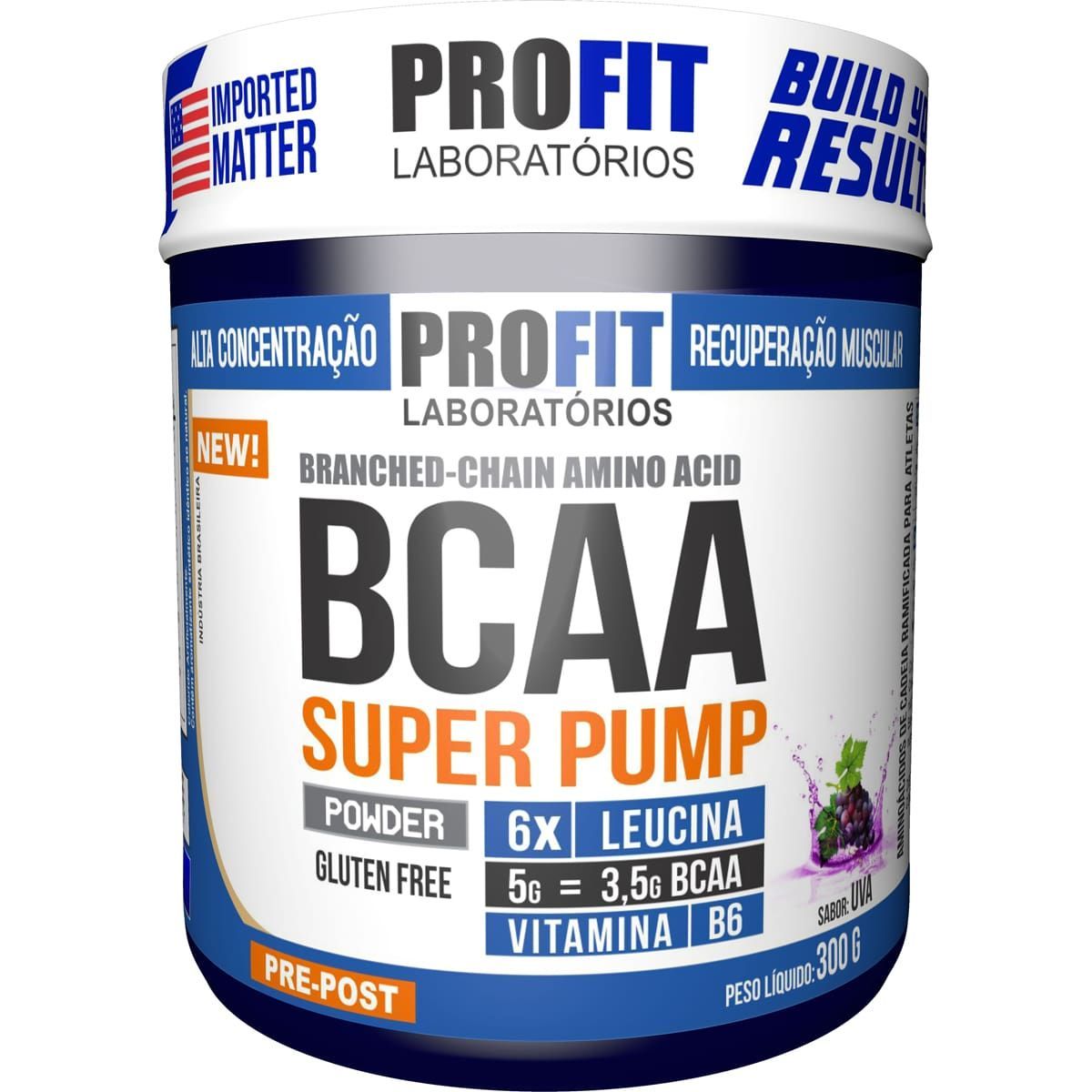 Bcaa Super Pump Powder 6:1:1 - 300g Uva - ProFit*** Data Venc. 23/03/2025
