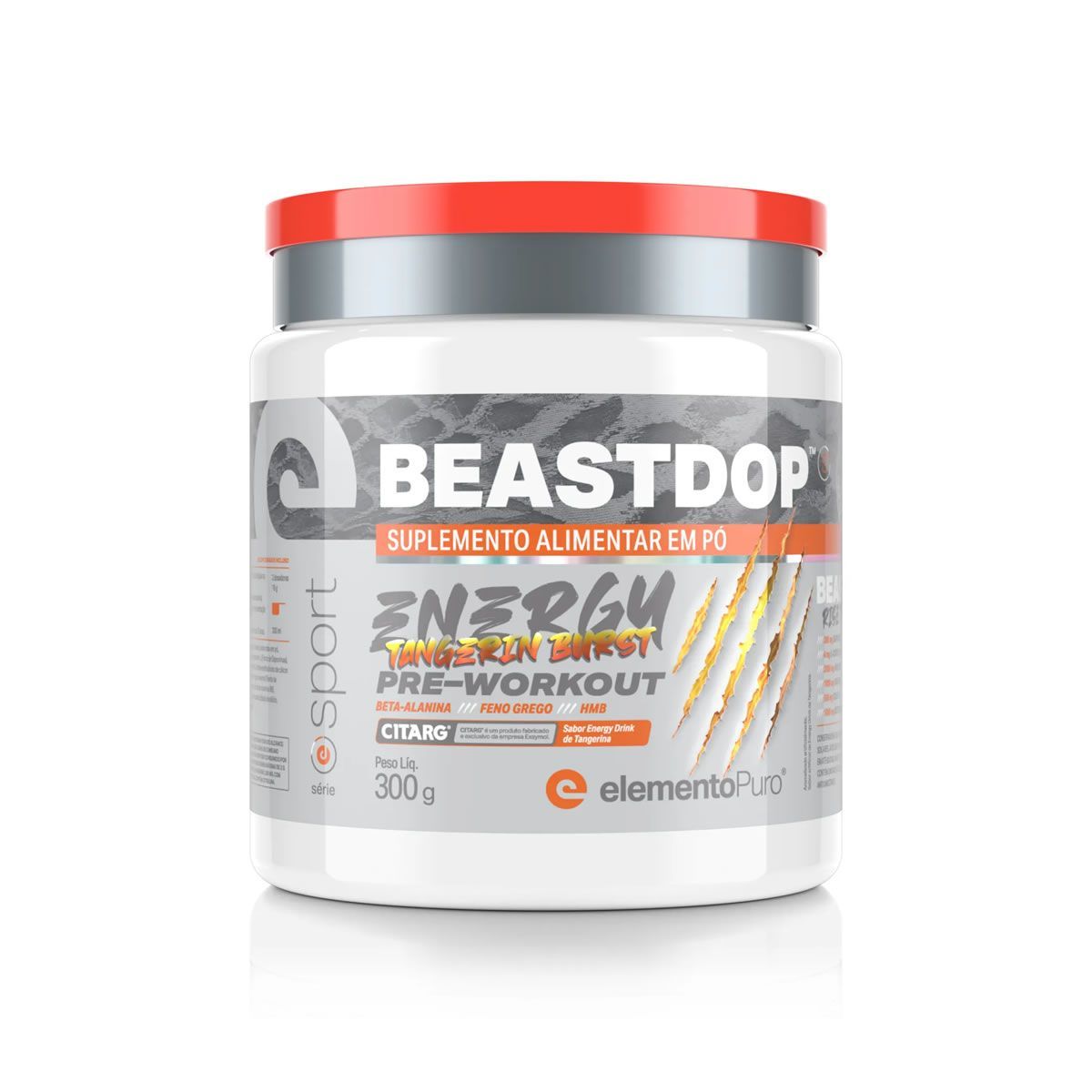 BeastDop Energy Pr� Treino - 300g Tangerina - ElementoPuro