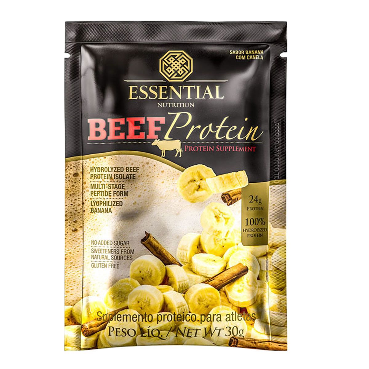 Beef Protein - 1 Sach� 30g Banana Com Canela - Essential Nutrition