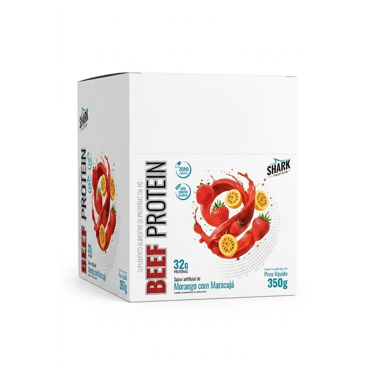 Beef Protein - 10 Sach�s 35g Morango com Maracuj� - Shark Pro