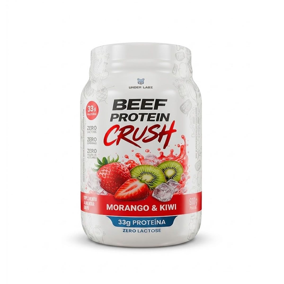 Beef Protein Crush - 910g Morango Com Kiwi - Under Labz