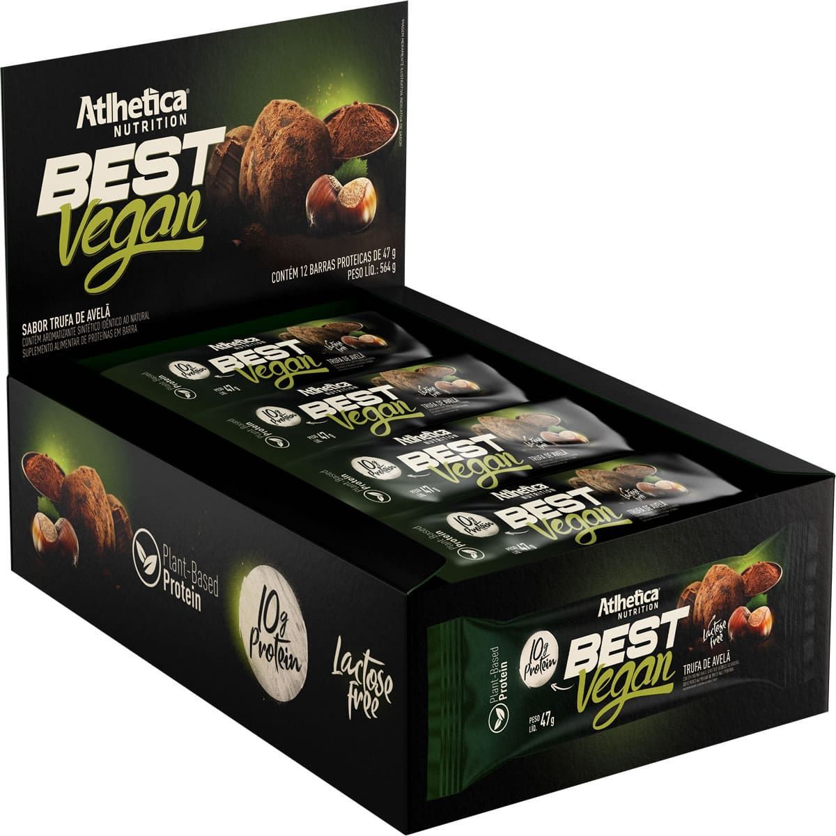 Best Vegan Bar - 12 Unidades de 47g Trufa de Avel� - Atlhetica Nutrition