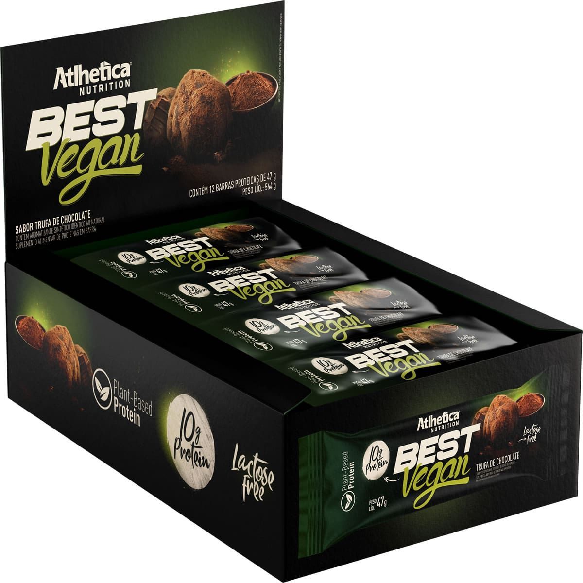 Best Vegan Bar - 12 Unidades de 47g Trufa de Chocolate - Atlhetica Nutrition
