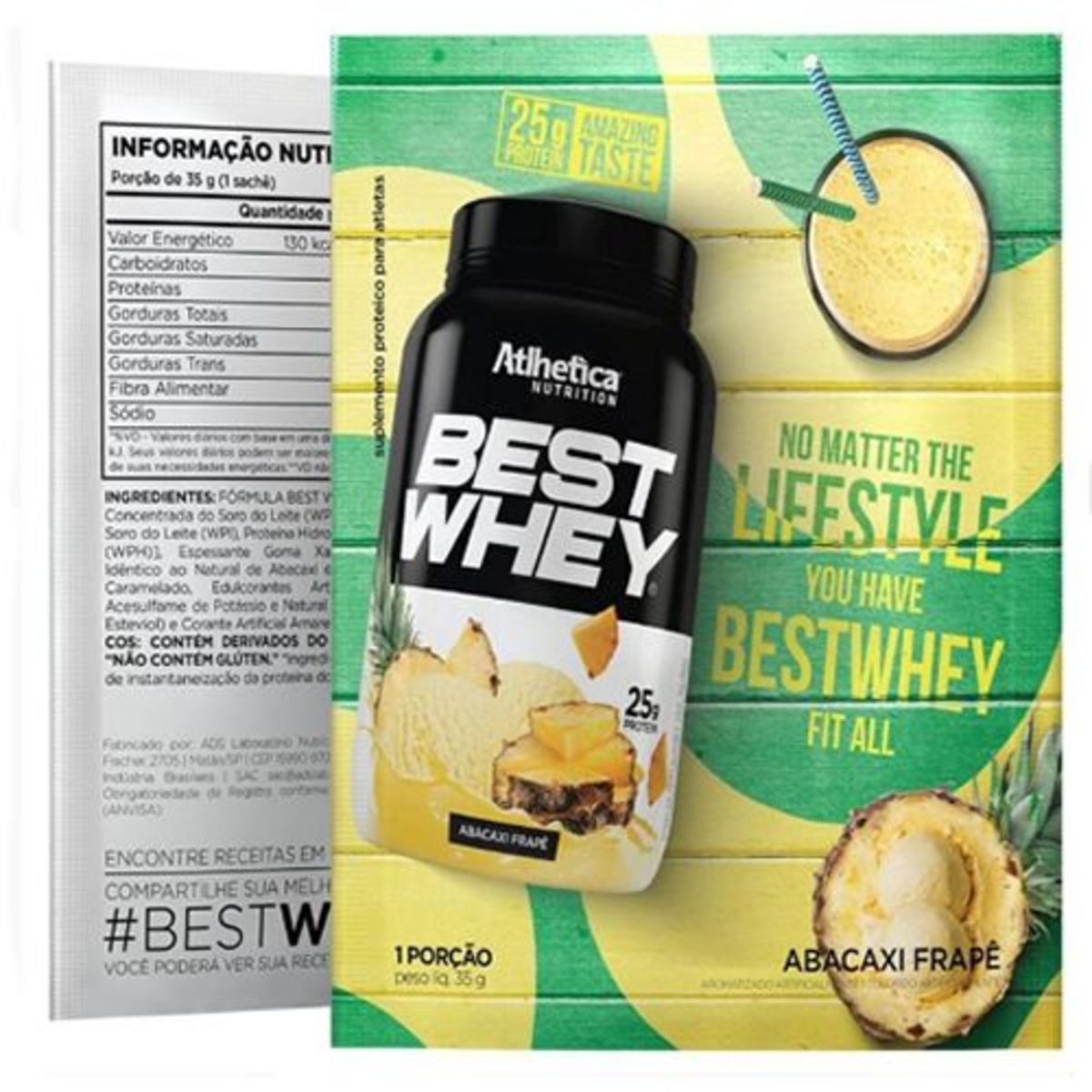 Best Whey - 1 Sach� de 35g - Abacaxi Frap� - Atlhetica Nutrition