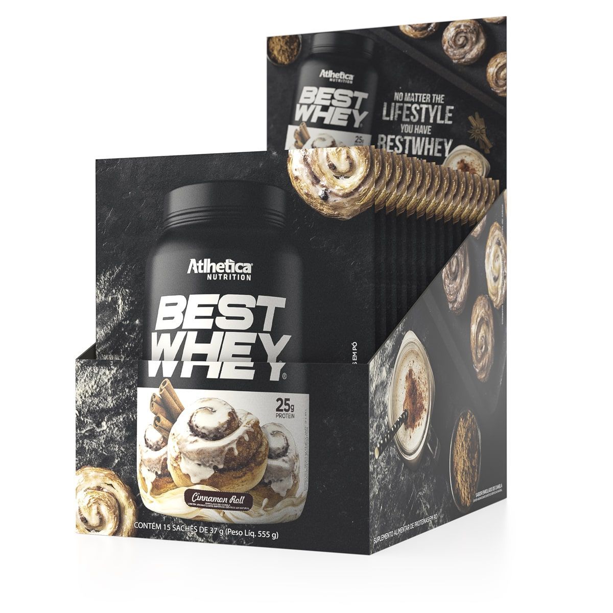 Best Whey - 15 Sach�s de 37g Cinnamon Roll - Atl�tica*** Data Venc. 08/08/2021