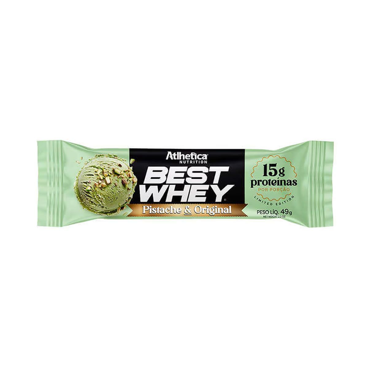Best Whey Bar - 1 Barra 49g Pistache & Original - Atlhetica Nutrition