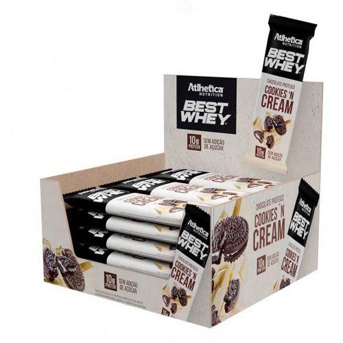 Best Whey Chocolate Proteico - 12 Unidades 50g Chocolate Branco com Gotas de Cookies - Atlhetica Nutrition
