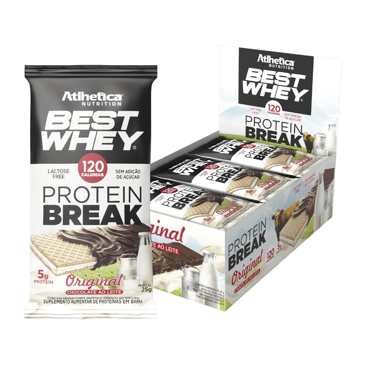 Best Whey Protein Break - 12 unidades 25g Original Chocolate ao Leite - Atlhetica Nutrition*** Data Venc. 20/05/2024