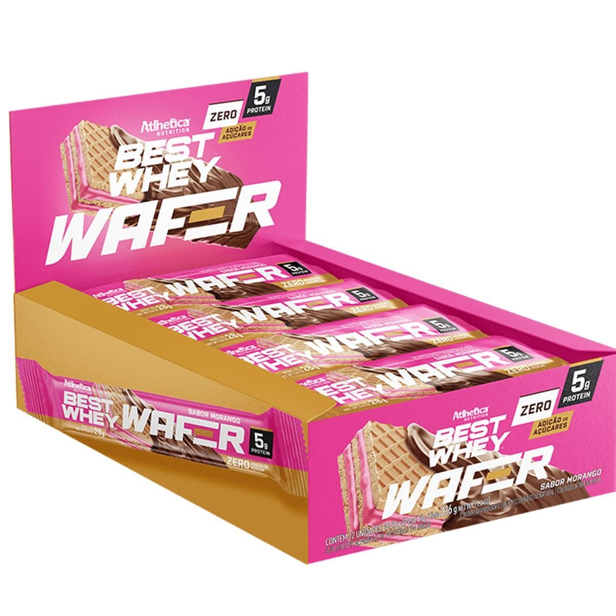 Best Whey Wafer - 12 Unidades 28g Morango - Atlhetica Nutrition*** Data Venc. 14/11/2024