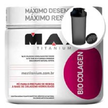 Bio Colagen - Sabor Tangerina 150g + Coqueteleira 600ml Preta - Max Titanium