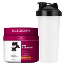 Bio Colagen - Sabor Tangerina 300g + Coqueteleira 600ml Preta - Max Titanium