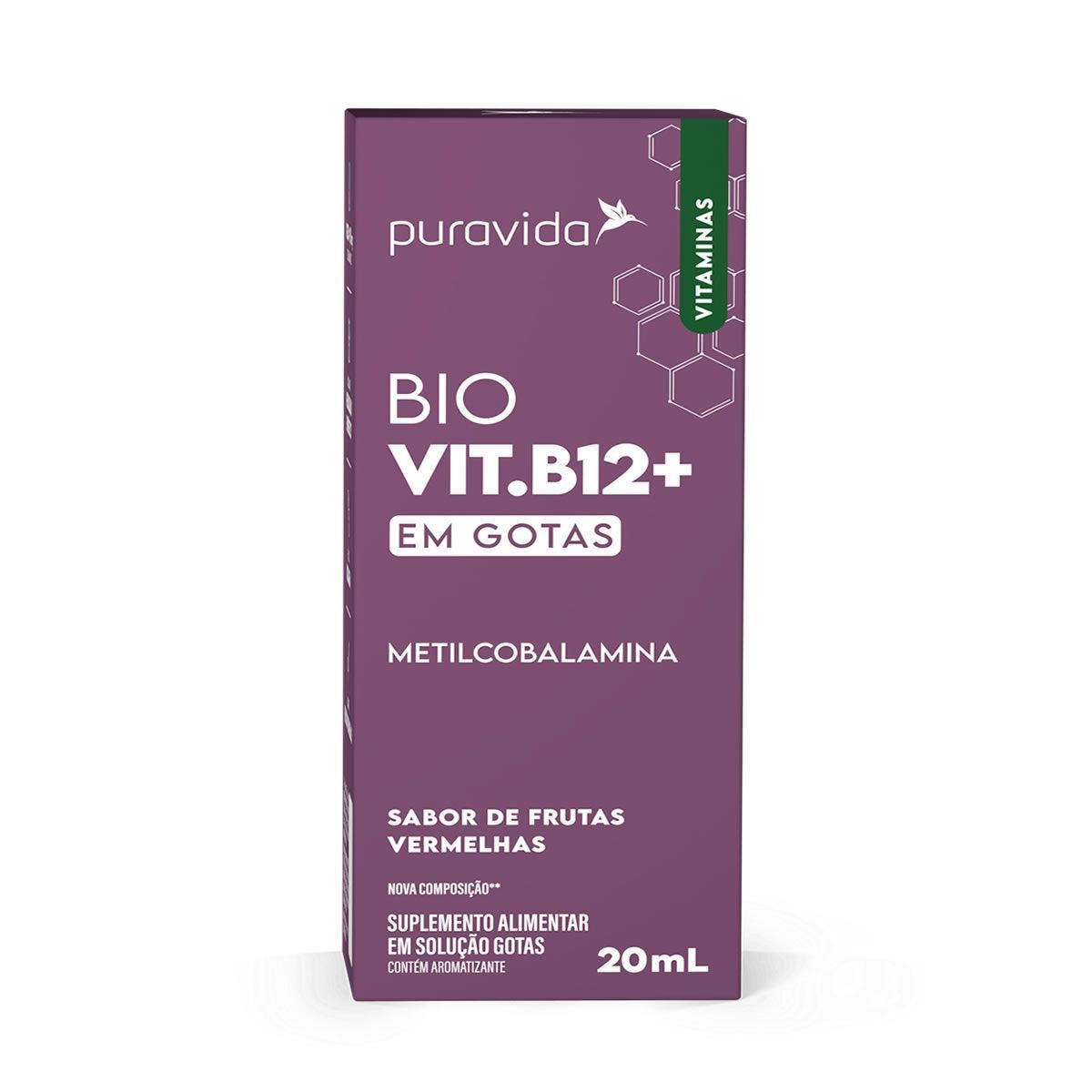 Bio Vit B12+ Nova Composi��o - 20ml Frutas Vermelhas - Puravida