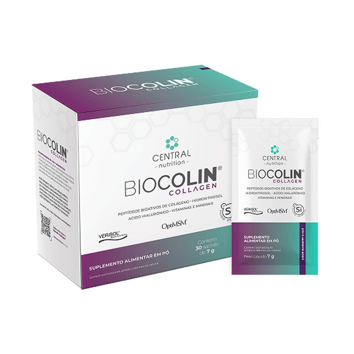 Biocolin Collagen - 30 Sach�s 7g Blueberry & A�a� - Central Nutrition