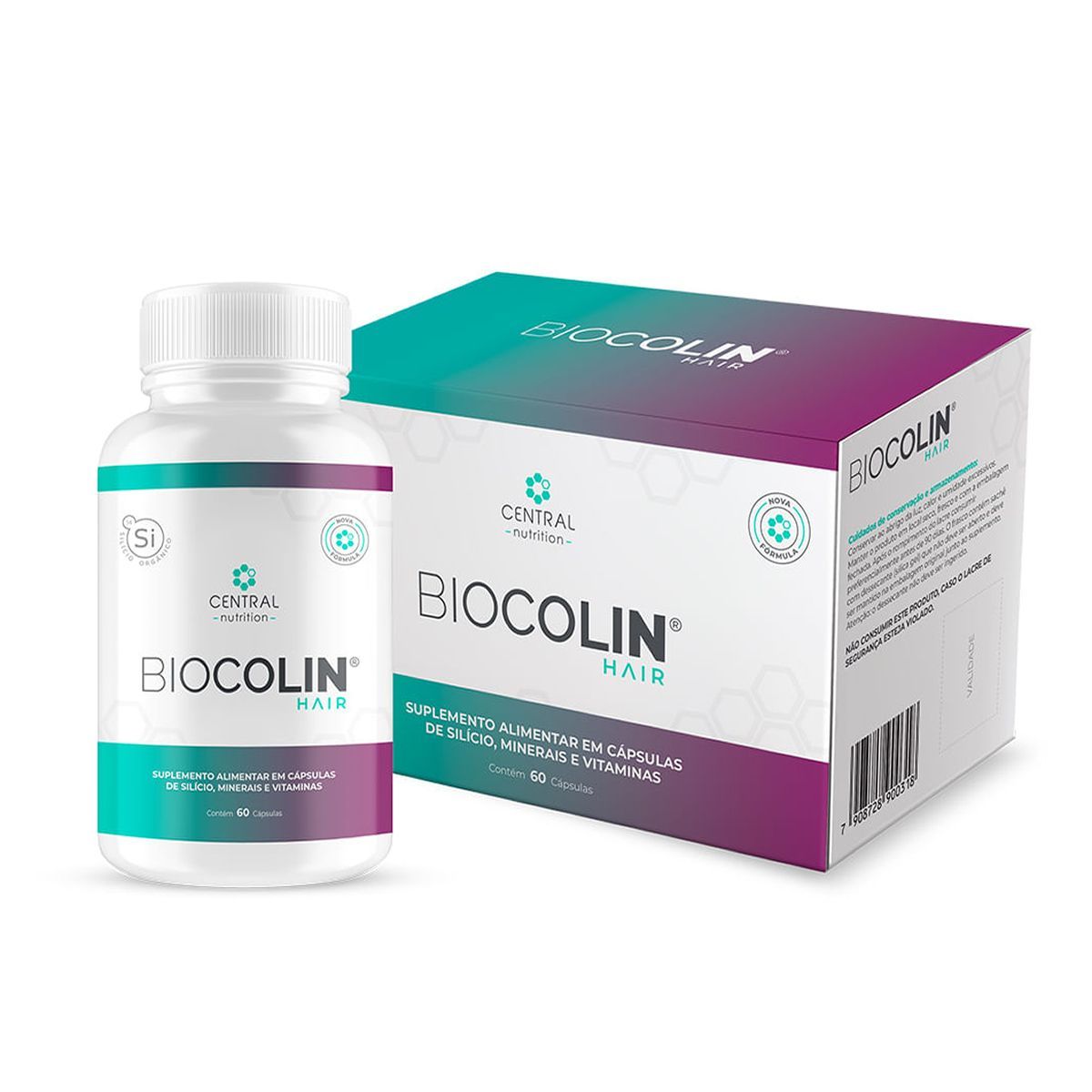 Biocolin Hair - 60 C�psulas - Central Nutrition