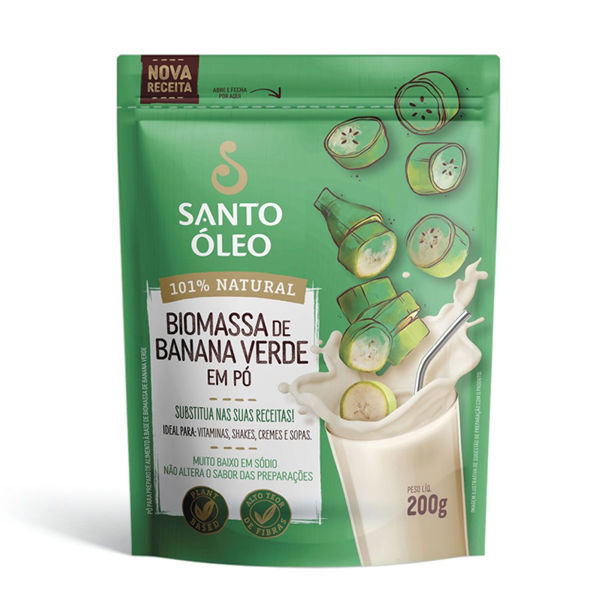Biomassa de Banana Verde - 200g Natural - Santo �leo