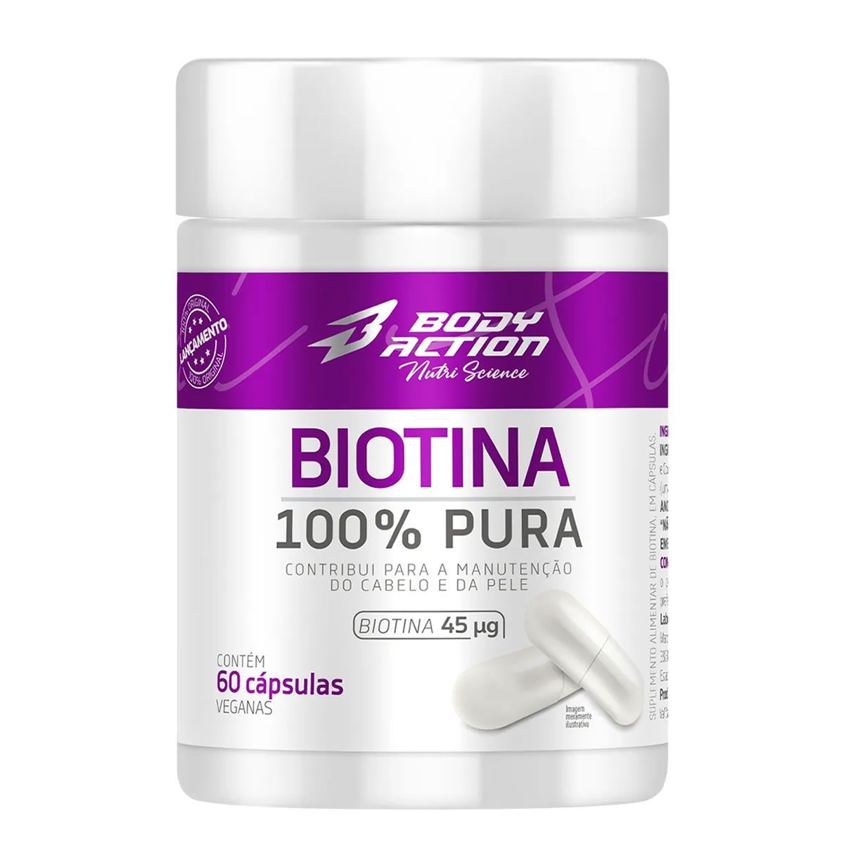 Biotina 100% Pura - 60 C�psulas - Body Action