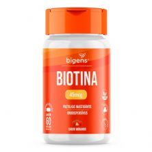 Biotina Mastigavel - 60 Pastilhas Morango - Bigens