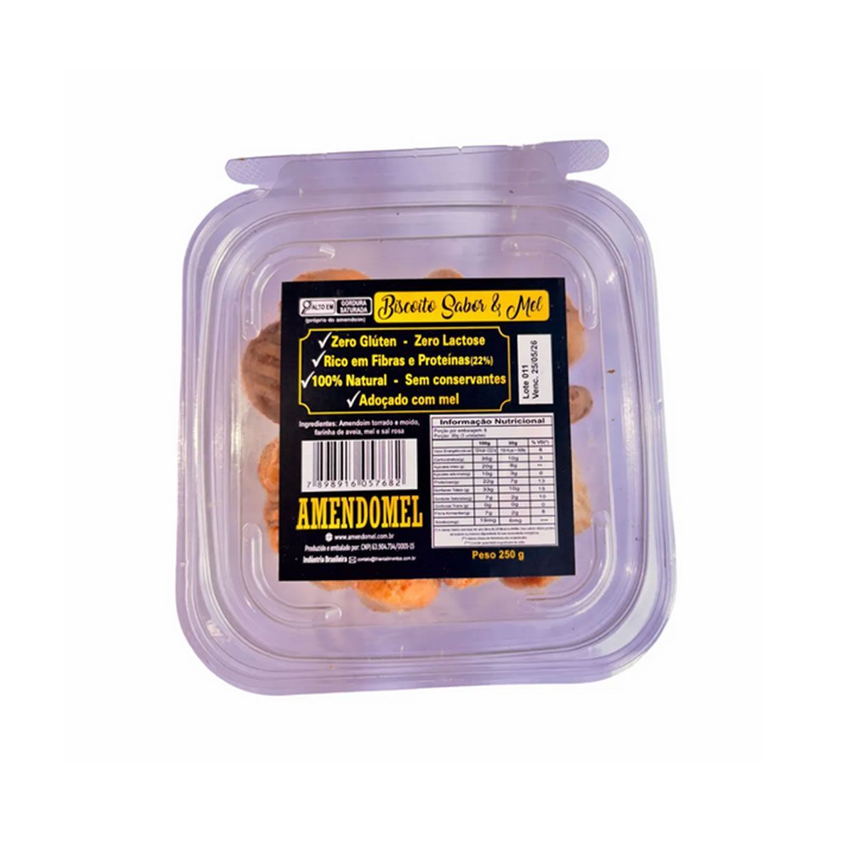 Biscoito Zero Lactose - 250g Mel - Amendomel