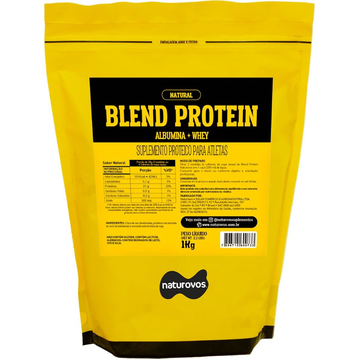 Blend Protein Albumina e Whey - 1000g  Natural - Naturovos