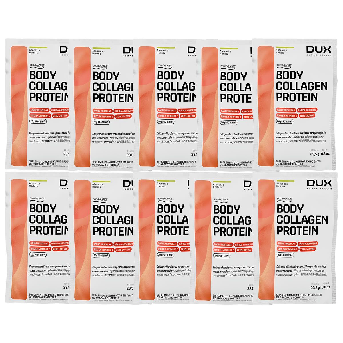 Body Collagen Protein � 10 Sach�s  Abacaxi e Hortel� � Dux Nutrition